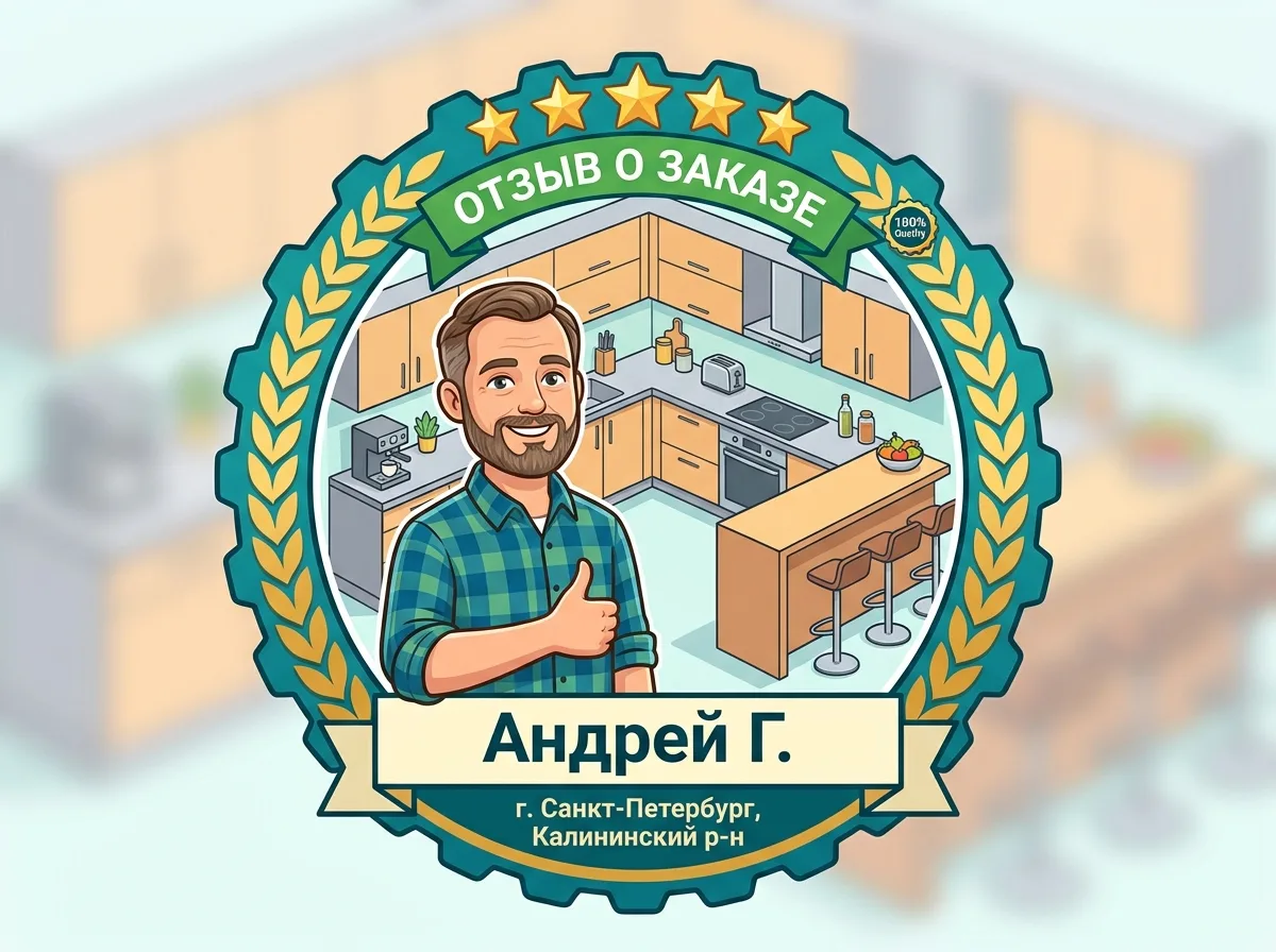Аватар клиента Андрея Г. из Санкт-Петербурга, Калининский район — отзыв о заказе п-образной кухни с барной стойкой